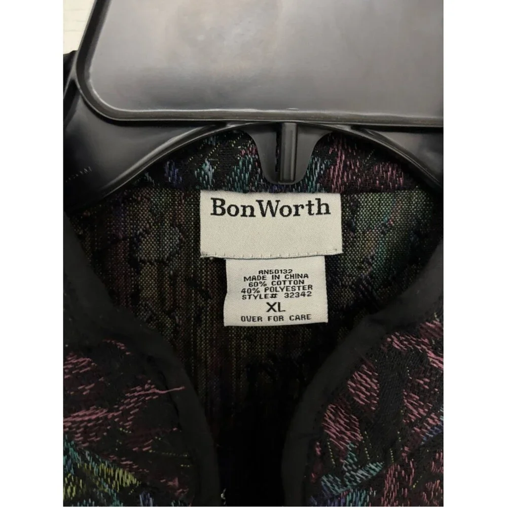Bon Worth Tapestry Jacquard Jacket Art to Wear Botanical Print XL